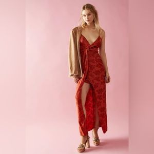 Free People Red Floral Midi Dress